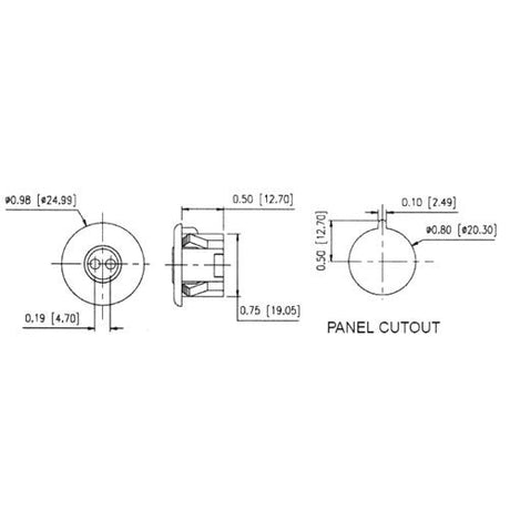 LH0796 T5 miniature bipin, stationary end lamp holder/socket with push fit mounting