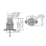 LH0826 RX7s, 5kv pulse rated lamp holder/socket with rear flanged mounting and 8" leads