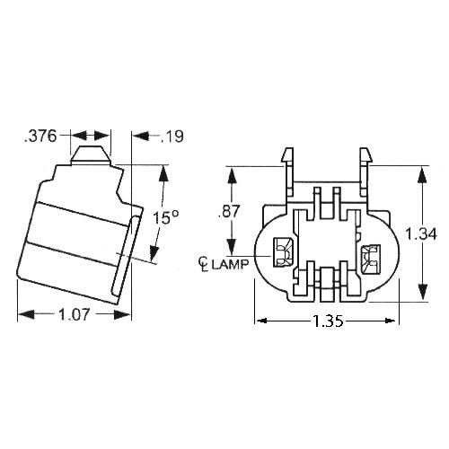 LH0829 13w, GX23, GX23-2 base lamp holder/socket with 15' snap in horizontal mounting