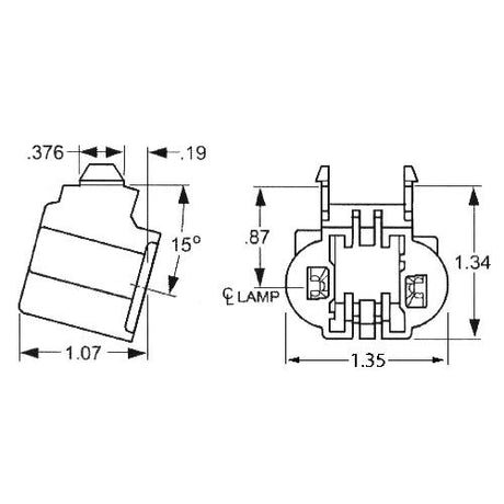 LH0829 13w, GX23, GX23-2 base lamp holder/socket with 15' snap in horizontal mounting