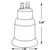 LH0830 Converts a GU10 twist lock lamp holder/socket to an E26/E27 medium base lamp holder/socket