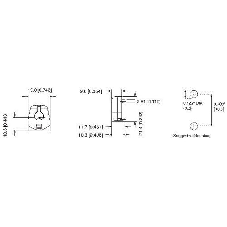 LH0837 Unshunted, "V" lock T5 miniature bipin lamp holder/socket with rear split pin mounting