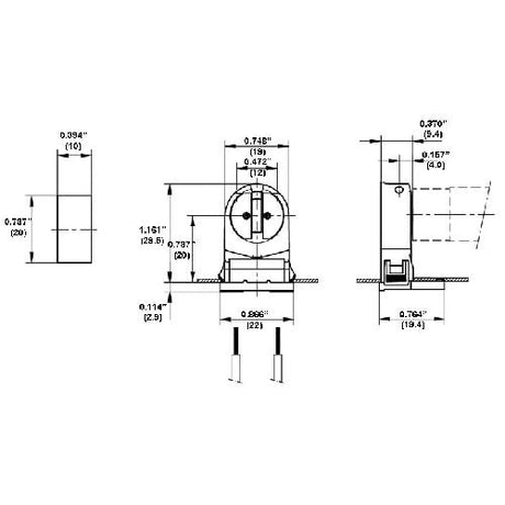 LH0842 Unshunted, rotary locking, T5 miniature bipin lamp holder/socket with push fit mounting