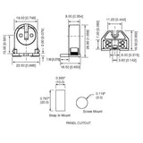 LH0847 Unshunted, rotary locking, T5 miniature bipin lamp holder/socket with push fit or screw down mounting