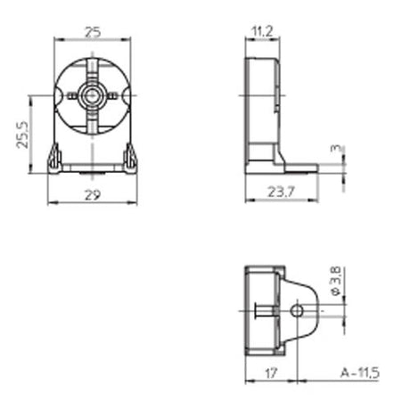 LH0870 Unshunted, rotary locking T8-T12 lamp holder/socket with push fit mounting