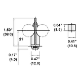 LH0872 G23, GX23, 2G7, 2GX7 lamp holder horizontal support with rectangular hole mounting