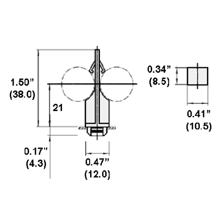 LH0872 G23, GX23, 2G7, 2GX7 lamp holder horizontal support with rectangular hole mounting