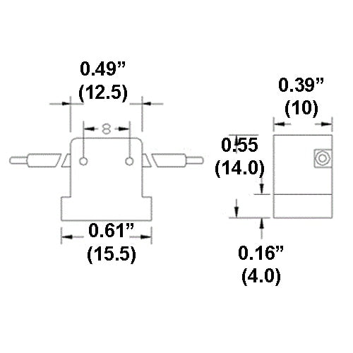 LH0873 G8, ceramic bipin halogen lamp holder/socket with butt on mounting and 6" leads