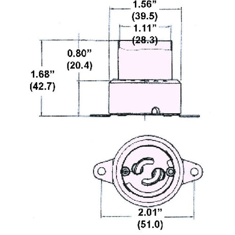 LH0881 PGZ12, 5kv pulse rated twist lock lamp holder/socket with two hole mounting and leads