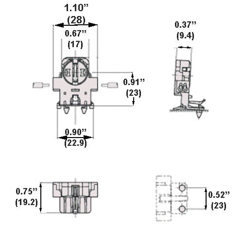 LH0883 Unshunted, rotary locking lamp holder/socket with bottom spit pin mounting