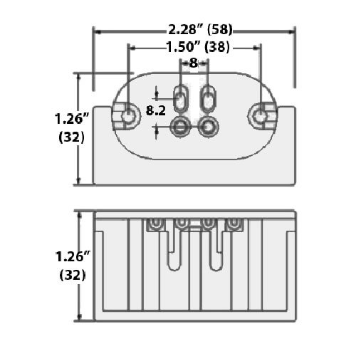 LH0884 GX10Q-1,2,3,4 4 pin square CFL lamp holder/socket with two hole mounting