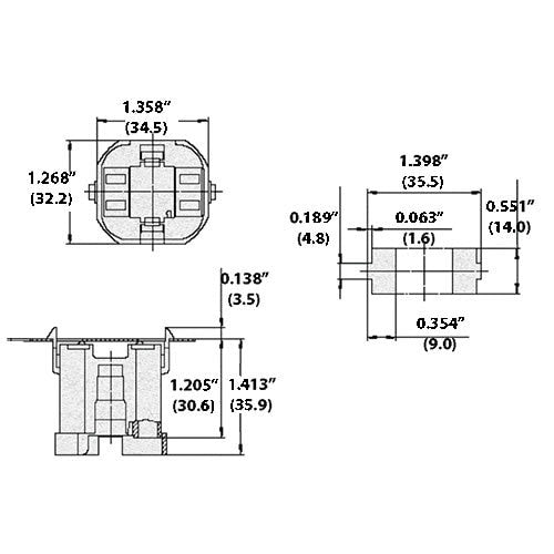 LH0886 26, 32, 42w G24q-3, GX24q-3, GX24q-4 4 pin CFL lamp holder/socket with snap in vertical mounting