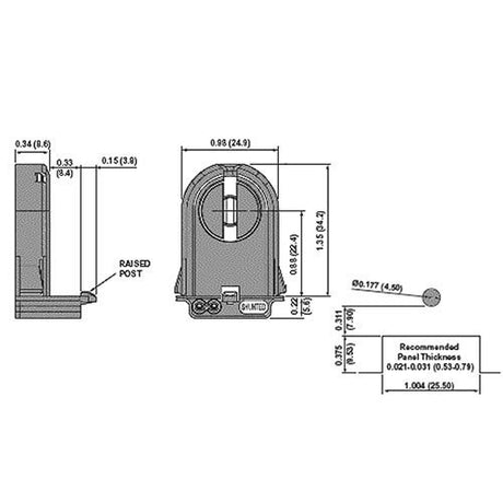 LH0894 Shunted, rotary locking, lamp holder/socket with push fit mounting and stop/post