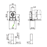 LH0896 Shunted, rotary locking, lamp holder/socket with push fit mounting and stop/post