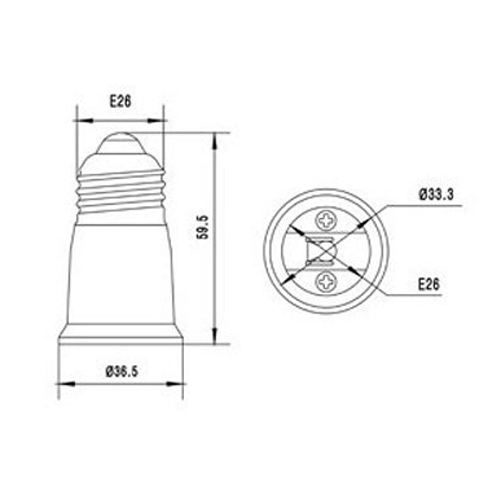 LH0904 E26 medium base lamp holder/socket extender extends lamp 1 3/8 inches