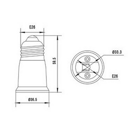 LH0904 E26 medium base lamp holder/socket extender extends lamp 1 3/8 inches