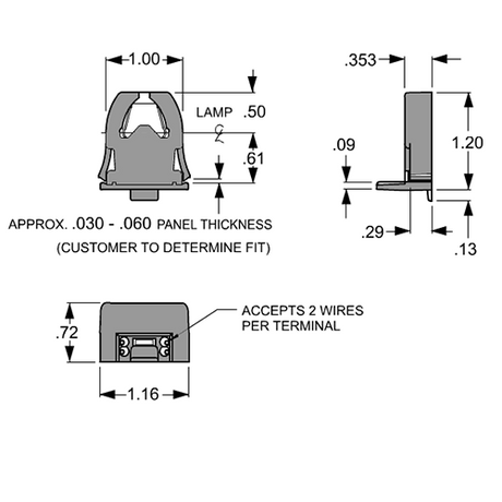 LH0908 Shunted, "V" lock, T8 lamp holder/socket with push it mounting