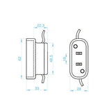 LH0909 GX16d 5 kv pulse rated mogul end prong socket with 2 hole mounting & 18" leads