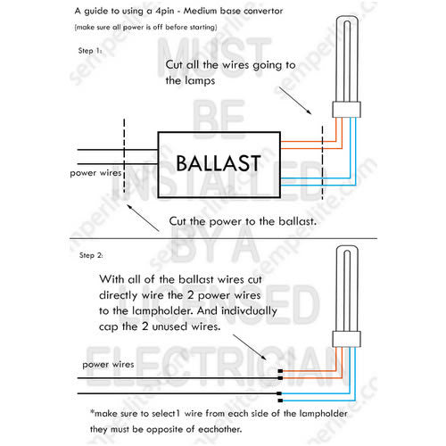 LH0910 Converts a 4 pin CFL lamp holder/socket to an E26/E27 medium base lamp holder/socket