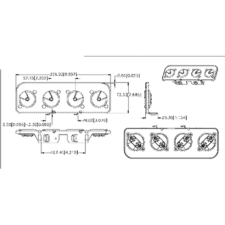 LH0918 Shunted, 4 lamp slimline single pin turret assembly (both stationary and compressible ends)