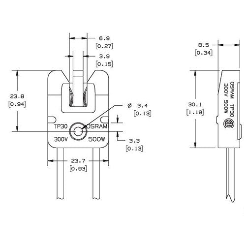 LH0921 GY5.3, bipin halogen lamp holder/socket with 6" leads