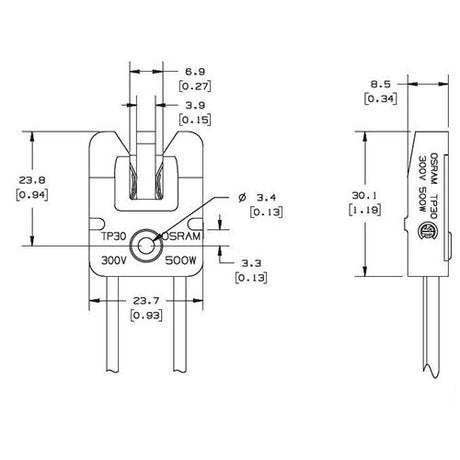 LH0921 GY5.3, bipin halogen lamp holder/socket with 6" leads