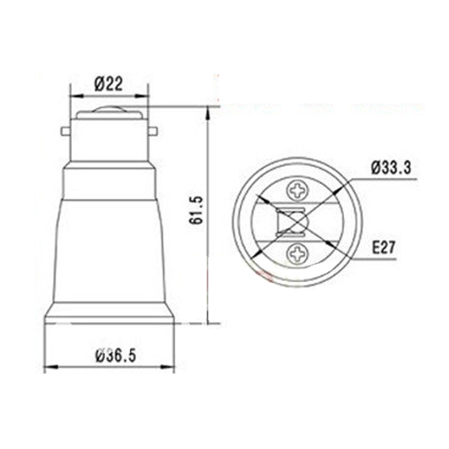 LH0924 Converts a Bay22d lamp holder/socket to an E26/E27 medium bipin lamp holder/socket