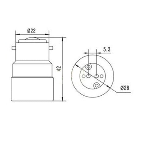 LH0925 Converts a Bay22d lamp holder/socket to a G5.3 bipin halogen lamp holder/socket