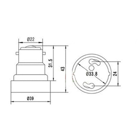 LH0927 Converts a Bay22d lamp holder/socket to a GU24 twist lock lamp holder/socket