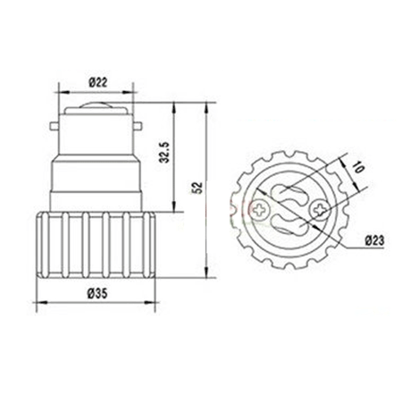 LH0928 Converts a Bay22d lamp holder/socket to a GZ10 twist lock lamp holder/socket