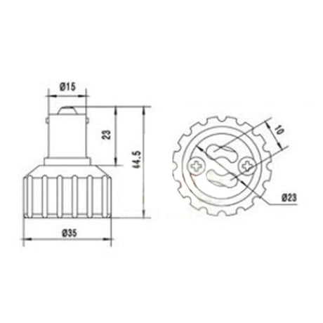 LH0939 Converts a BA15s single contact bayonet lamp holder/socket to a GZ10 turn lock lamp holder/socket