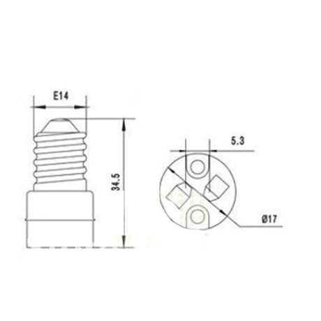 LH0944 Converts an E14 euro-candelabra lamp holder/socket to a G5.3 bipin halogen lamp holder/socket