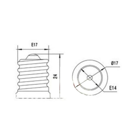 LH0949 Converts an E17 intermediate base lamp holder/socket to an E14 euro-candelabra lamp holder/socket