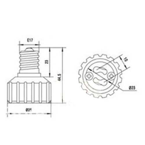 LH0951 Converts an E17 intermediate base lamp holder/socket to a GU10 twist lock lamp holder/socket