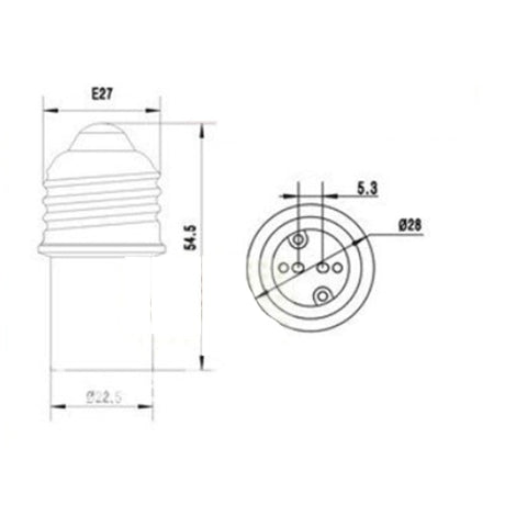 LH0960 Converts an E26/E27 medium base lamp holder/socket to a G5.3 halogen bipin lamp holder/socket