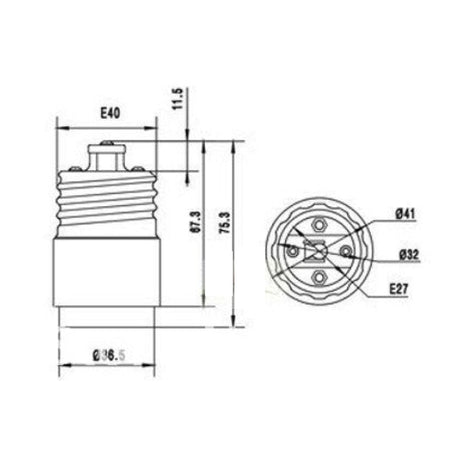 LH0965 Converts an E39 mogul base lamp holder/socket to an E26/E27 medium base lamp holder/socket