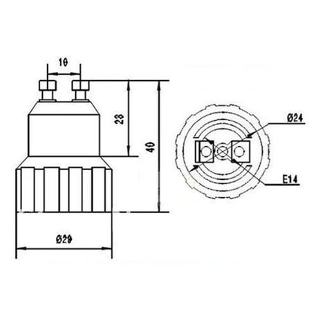 LH0967 Converts a GU10 twist lock lamp holder/socket to an E14 euro-candelabra lamp holder/socket