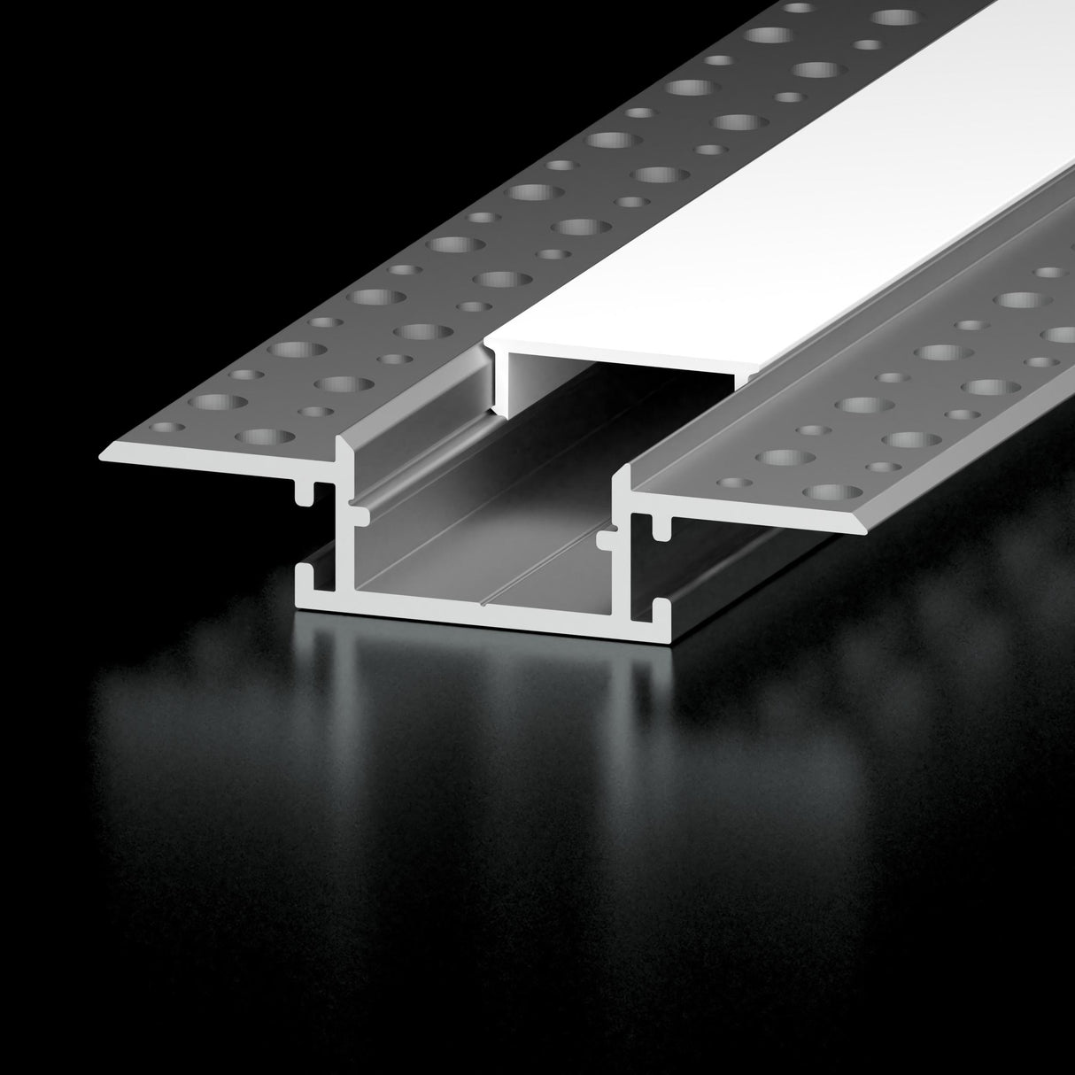 Diode LED DI-CPCHB-MUD1-96 96" 1" Wide Mud-In Channel Bundle Aluminum Finish, Opal Lens, (2) Open & (2) Closed End Caps, (2) End-to-End Connectors