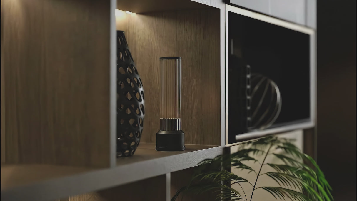Kibun K70402 CANDLESTICK Rechargeable Cordless LED Table Lamp, 3-Levels Brightness Touch Sensor Control, Graphite