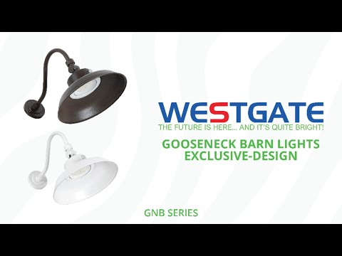 Westgate GNB-25W-MCT-WH-P 25W LED Gooseneck Barn Light with Photocell White Finish 30K/40K/50K 120-277V