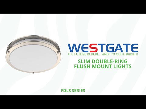 Westgate FDLS-12-MCT5 20W 12" LED Slim Double-Ring Flush Mount Brushed Nickel Finish 27K/30K/35K/40K/50K 120V