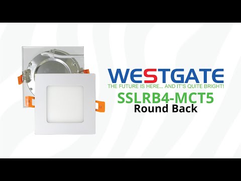 Westgate SSLRB4-MCT5 9W LED 4" Slim Square Round-Back Canless Light White Finish 27K/30K/35K/40K/50K 120V