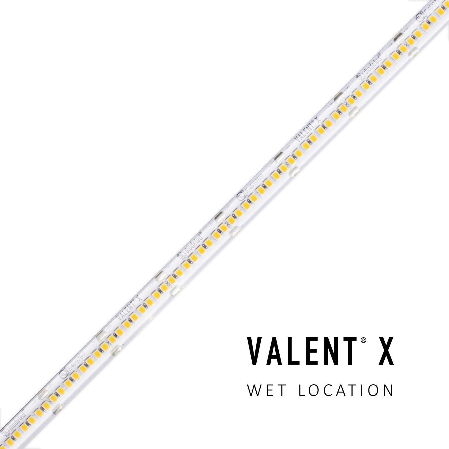 Diode LED DI-24V-VLX5-40-W100 100ft 4.6W/ft Valent X 500+ Lumen Per Ft Wet Location High Density LED Tape Light 4000K 24V DC